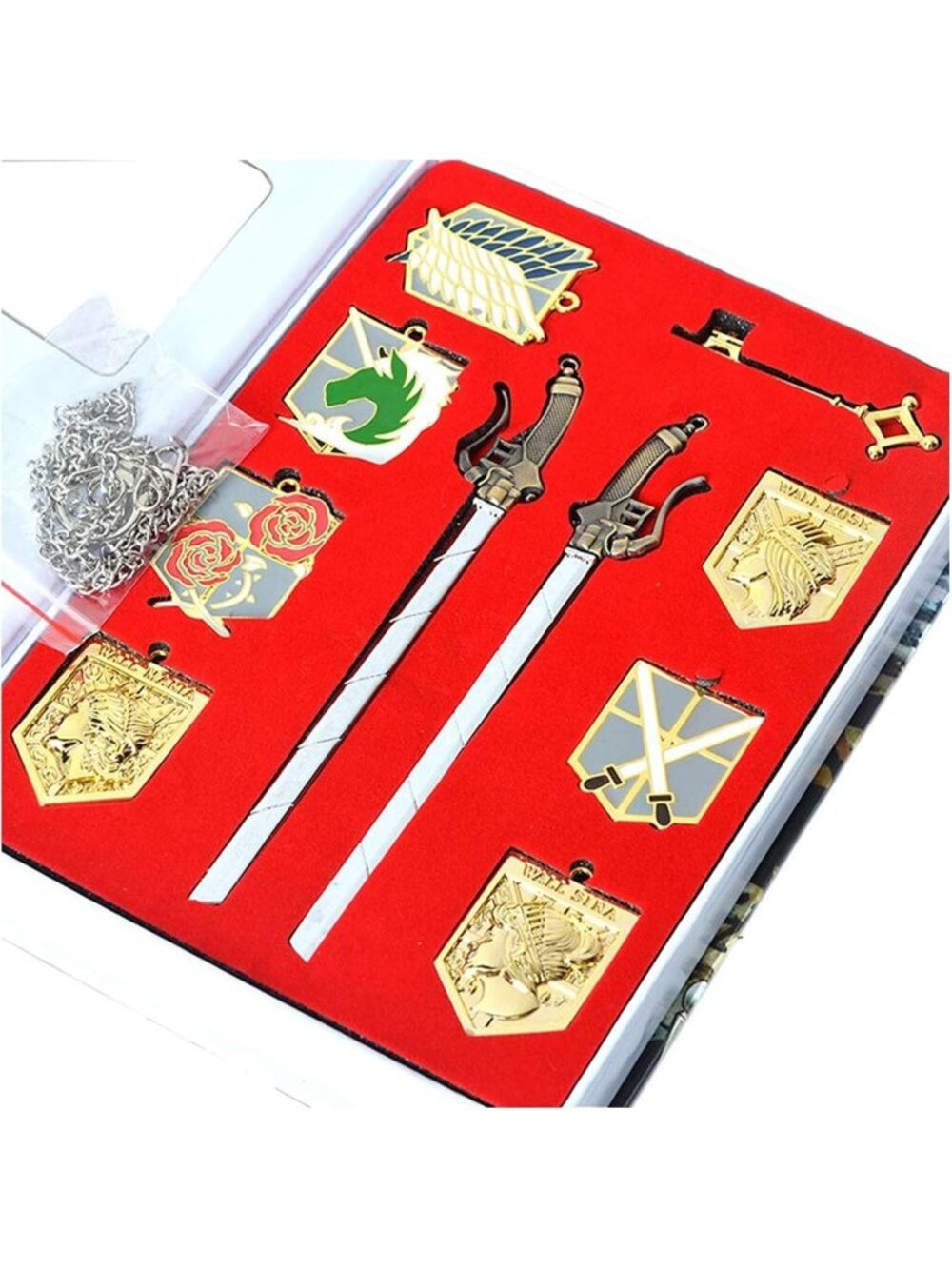 10-Piece Cosplay Jewelry Set: Dual Weapon Sword Blade Pendants & Keychains